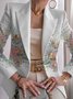 Women Geometric Spring/Fall Outerwear Vintage Printing Long Sleeve Regular Blazer