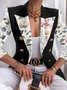 Women Geometric Spring/Fall Outerwear Vintage Printing Long Sleeve Regular Blazer