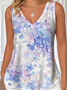 Casual V Neck Floral Tank Top