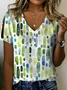 Casual Geometric V Neck Short Sleeve T-shirt