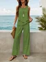 Women Floral Printing Two-Piece Set Daily Sleeveless Casual Summer Top With Pants Matching Set