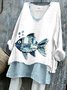 V Neck Long Sleeve Floral Regular Micro-Elasticity Regular Fit Shirt For Women