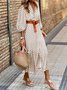 Women Geometric Puff Sleeve Summer Printing Dress V Neck Short Sleeve Shirt Dress A-Line Dress