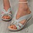 Vintage Plain Slip On Block Heel Slide Sandals