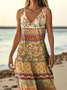 Women Floral Summer Dress V Neck Sleeveless A-Line Dress