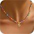Bohemian style letter pendant dopamine handmade rice bead bead bead necklace