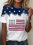 Casual Independence Day (Flag) Crew Neck Short Sleeve T-shirt