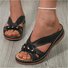 Vintage Plain Slip On Block Heel Slide Sandals