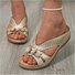 Vintage Plain Slip On Block Heel Slide Sandals
