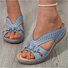 Vintage Plain Slip On Block Heel Slide Sandals