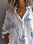 Shirt Collar Long Sleeve Floral Printing Regular Loose Button Up Shirt Shirt For Women