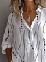 Shirt Collar Long Sleeve Striped Printing Regular Loose Button Up Shirt Shirt For Women