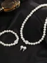 Creative Jewelry Imitation Pearl Necklace Bracelet Earrings Set Three Pieces