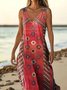 Women Floral Summer Dress V Neck Sleeveless A-Line Dress