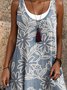Women Floral Summer Dress Crew Neck Sleeveless A-Line Dress