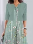 Women Floral Summer Dress Crew Neck Short Sleeve A-Line Dress