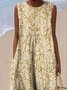 Women Floral Summer Dress Crew Neck Sleeveless A-Line Dress