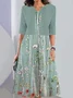 Women Floral Summer Dress Crew Neck Short Sleeve A-Line Dress