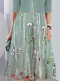 Women Floral Summer Dress Crew Neck Short Sleeve A-Line Dress