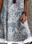 Women Floral Summer Dress Crew Neck Sleeveless A-Line Dress