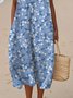 Women Floral Summer Dress Crew Neck Sleeveless A-Line Dress