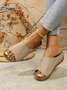 Vintage Plain Zipper Low Heel Slide Sandals