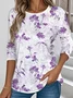 Casual Floral Crew Neck Long Sleeve T-shirt