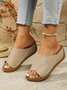 Vintage Plain Zipper Low Heel Slide Sandals