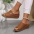 Vintage Plain Zipper Low Heel Slide Sandals