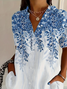 Shirt Collar Short Sleeve Floral Printing Regular Micro-Elasticity Loose Button Up Shirt Shirt For Women