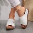 Vintage Plain Zipper Low Heel Slide Sandals