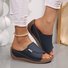 Vintage Plain Zipper Low Heel Slide Sandals