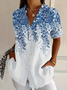 Shirt Collar Short Sleeve Floral Printing Regular Micro-Elasticity Loose Button Up Shirt Shirt For Women