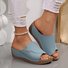Vintage Plain Zipper Low Heel Slide Sandals