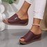 Vintage Plain Zipper Low Heel Slide Sandals
