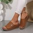 Vintage Plain Zipper Low Heel Slide Sandals