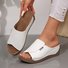 Vintage Plain Zipper Low Heel Slide Sandals