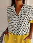 Shirt Collar Short Sleeve Abstract Polka Dots Printing Regular Micro-Elasticity Loose Button Up Shirt Shirt For Women