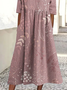 Women Floral Summer Dress Crew Neck Short Sleeve A-Line Dress