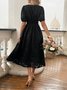 Women Elegant Floral Summer Dress V Neck Short Sleeve A-Line Dress