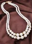 Fashion Imitation Pearl Beaded Necklace Temperament Diamond Double Layer Pearl Sweater Long Chain Necklace