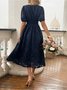Women Elegant Floral Summer Dress V Neck Short Sleeve A-Line Dress