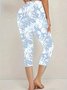 Casual Floral Capris Elastic Waist Printing Leggings