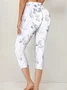 Casual Floral Printing Capris Elastic Waist Leggings