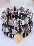 Best-selling Bohemian Alloy Love Pendant Multi-layer Elastic Rope Beaded Bracelet