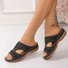 Vintage Plain Slip On Low Heel Slide Sandals