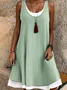 Women Plain Summer Dress Crew Neck Sleeveless Tank X-Line Dress