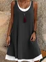 Women Plain Summer Dress Crew Neck Sleeveless Tank X-Line Dress