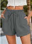 Casual Plain Natural Drawstring Straight Pants Shorts