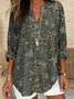 Women's Casual Forest Animal Plant Flower Cotton And Linen Shirt
